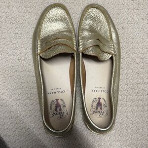 Metallic gold Cole Hassan boat shoes